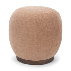 Siren Sienna/Brown Fabric Ash Wood Round Accent Stool - Ornate Home