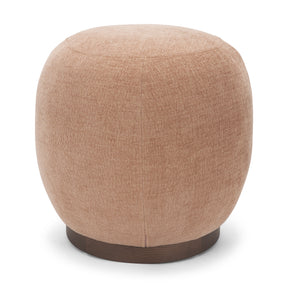 Siren Sienna/Brown Fabric Ash Wood Round Accent Stool - Ornate Home