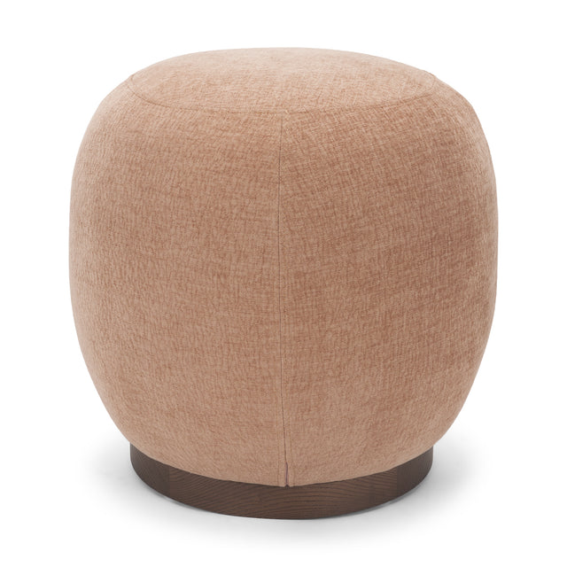 Siren Sienna/Brown Fabric Ash Wood Round Accent Stool - Ornate Home
