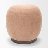 Siren Sienna/Brown Fabric Ash Wood Round Accent Stool - Ornate Home