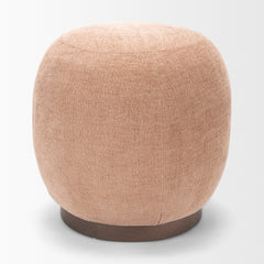 Siren Sienna/Brown Fabric Ash Wood Round Accent Stool - Ornate Home