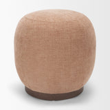 Siren Sienna/Brown Fabric Ash Wood Round Accent Stool - Ornate Home