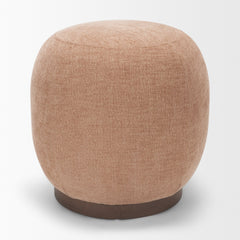 Siren Sienna/Brown Fabric Ash Wood Round Accent Stool - Ornate Home