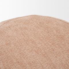 Siren Sienna/Brown Fabric Ash Wood Round Accent Stool - Ornate Home