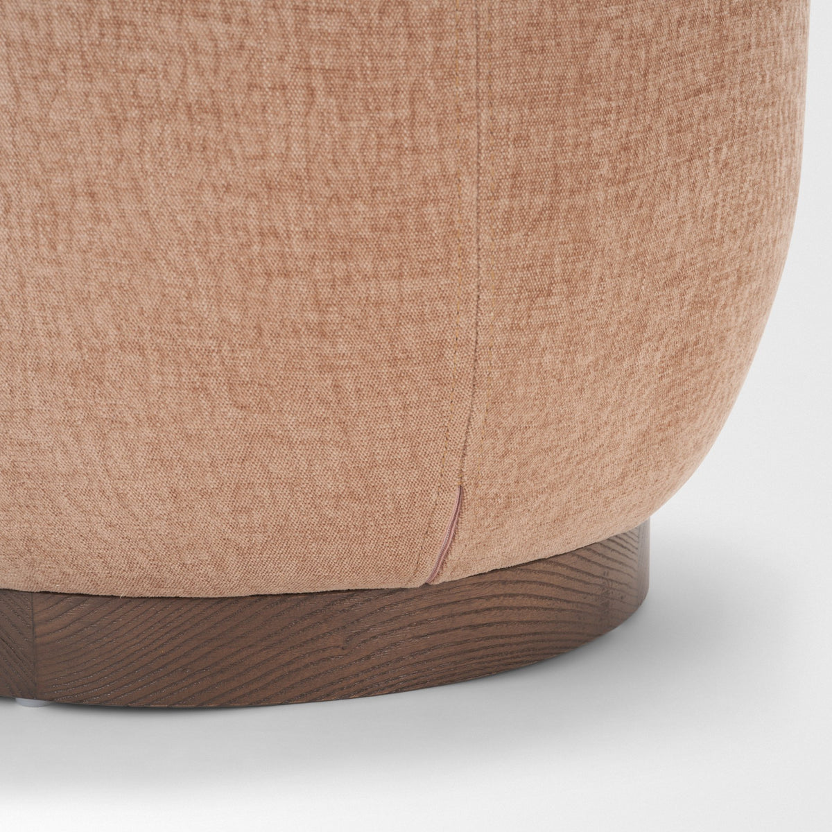 Siren Sienna/Brown Fabric Ash Wood Round Accent Stool - Ornate Home