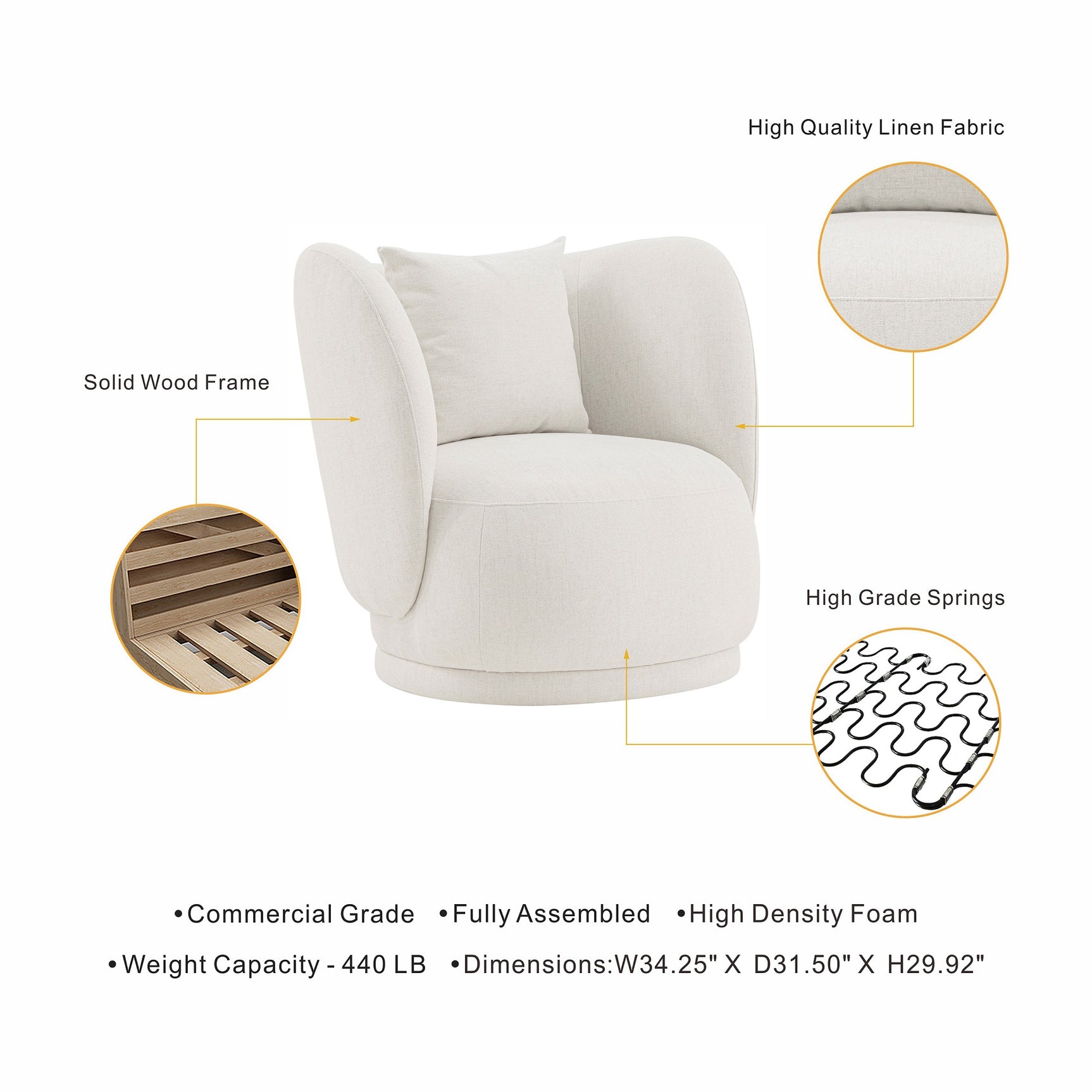 Siri Accent Chair in Cream (set of 2) - Ornate Home