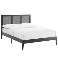 Sirocco Black Rattan and Wood Full Platform Bed - Ornate Home