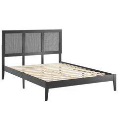 Sirocco Black Rattan and Wood Full Platform Bed - Ornate Home