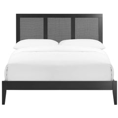 Sirocco Black Rattan and Wood Full Platform Bed - Ornate Home