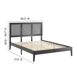 Sirocco Black Rattan and Wood Full Platform Bed - Ornate Home