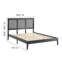 Sirocco Black Rattan and Wood Full Platform Bed - Ornate Home