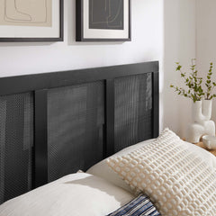 Sirocco Black Rattan and Wood Full Platform Bed - Ornate Home