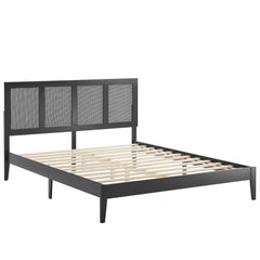 Sirocco Black Rattan and Wood King Platform Bed - Ornate Home