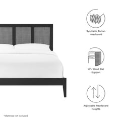Sirocco Black Rattan and Wood King Platform Bed - Ornate Home