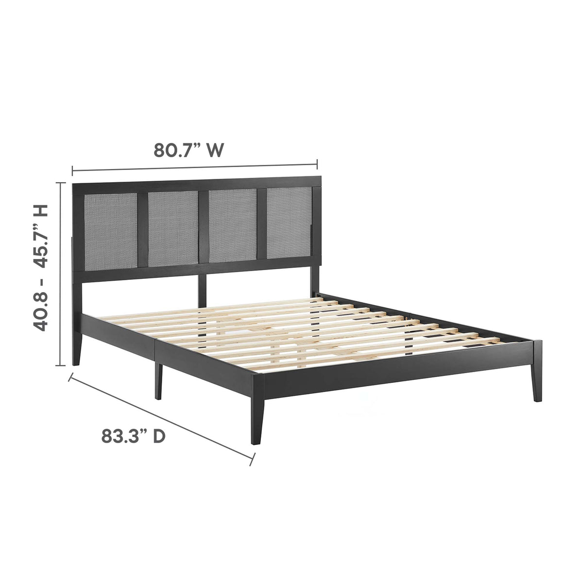 Sirocco Black Rattan and Wood King Platform Bed - Ornate Home
