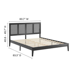 Sirocco Black Rattan and Wood King Platform Bed - Ornate Home