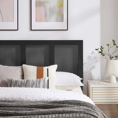 Sirocco Black Rattan and Wood King Platform Bed - Ornate Home