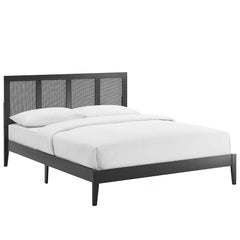 Sirocco Black Rattan and Wood King Platform Bed - Ornate Home