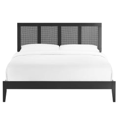 Sirocco Black Rattan and Wood Queen Platform Bed - Ornate Home