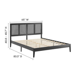 Sirocco Black Rattan and Wood Queen Platform Bed - Ornate Home