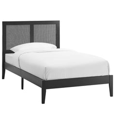 Sirocco Black Rattan and Wood Twin Platform Bed - Ornate Home