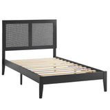 Sirocco Black Rattan and Wood Twin Platform Bed - Ornate Home
