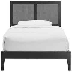 Sirocco Black Rattan and Wood Twin Platform Bed - Ornate Home