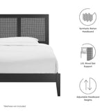 Sirocco Black Rattan and Wood Twin Platform Bed - Ornate Home
