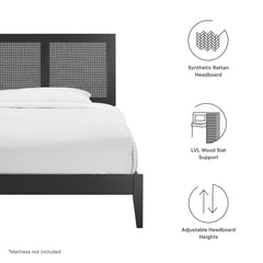 Sirocco Black Rattan and Wood Twin Platform Bed - Ornate Home