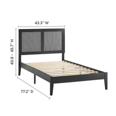 Sirocco Black Rattan and Wood Twin Platform Bed - Ornate Home