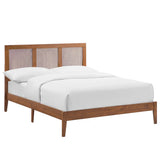 Sirocco Walnut Rattan and Wood Full Platform Bed - Ornate Home