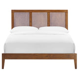 Sirocco Walnut Rattan and Wood Full Platform Bed - Ornate Home
