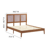 Sirocco Walnut Rattan and Wood Full Platform Bed - Ornate Home