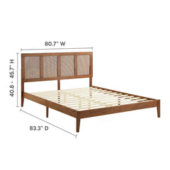 Sirocco Walnut Rattan and Wood King Platform Bed - Ornate Home