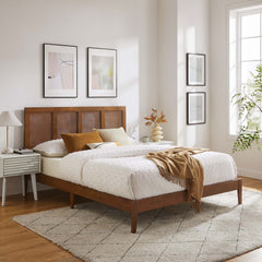 Sirocco Walnut Rattan and Wood Queen Platform Bed - Ornate Home
