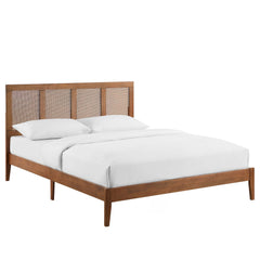 Sirocco Walnut Rattan and Wood Queen Platform Bed - Ornate Home