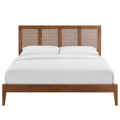 Sirocco Walnut Rattan and Wood Queen Platform Bed - Ornate Home