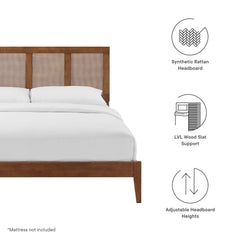Sirocco Walnut Rattan and Wood Queen Platform Bed - Ornate Home