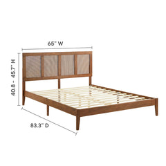 Sirocco Walnut Rattan and Wood Queen Platform Bed - Ornate Home