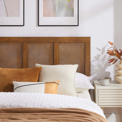 Sirocco Walnut Rattan and Wood Queen Platform Bed - Ornate Home