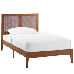 Sirocco Walnut Rattan and Wood Twin Platform Bed - Ornate Home