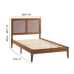 Sirocco Walnut Rattan and Wood Twin Platform Bed - Ornate Home