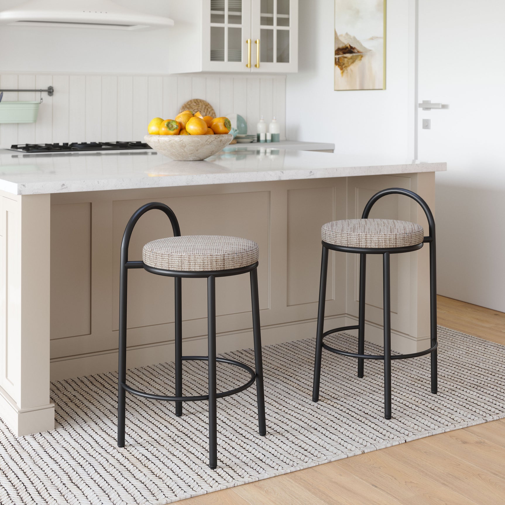 Sisal Beige Tweed Counter Stool (Set of 2) - Ornate Home