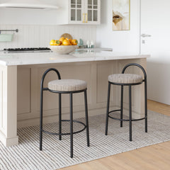 Sisal Beige Tweed Counter Stool (Set of 2) - Ornate Home