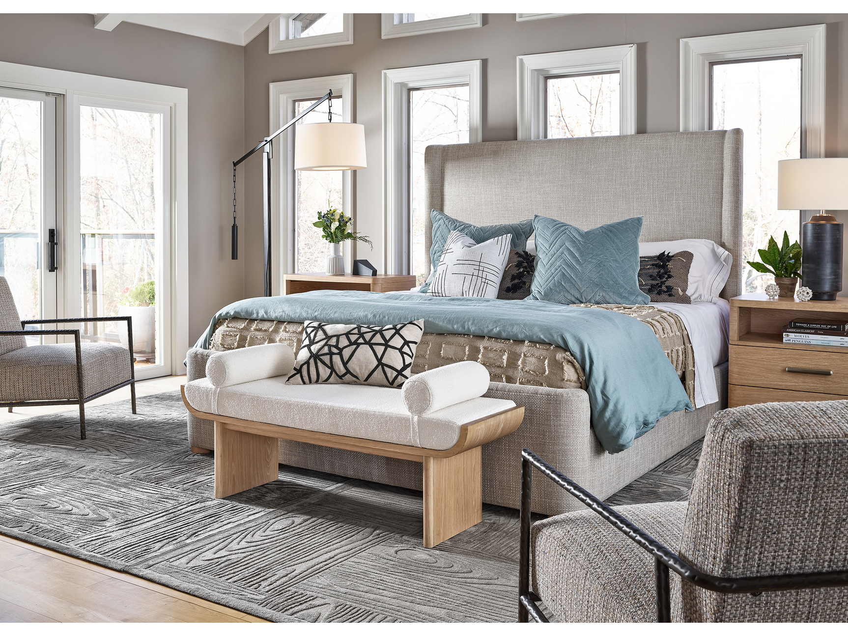 Sischo Ivory/White Oak Bench - Ornate Home