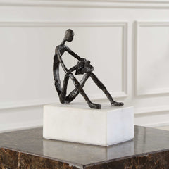 Sit Back Relax And Read Bronze/Brown/White Iron Sculpture - Ornate Home