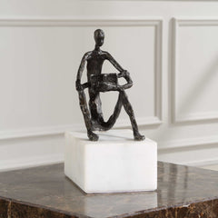 Sit Back Relax And Read Bronze/Brown/White Iron Sculpture - Ornate Home
