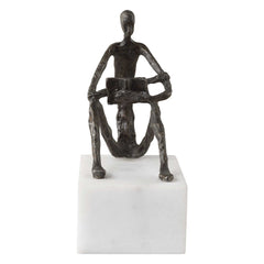 Sit Back Relax And Read Bronze/Brown/White Iron Sculpture - Ornate Home