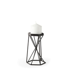 Sixx Black Small Antiqued Metal Hexagonal Table Candle Holder - Ornate Home