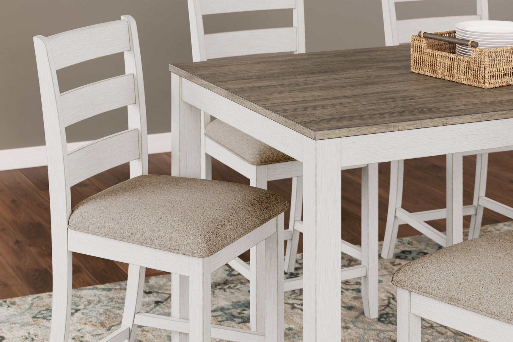 Skempton Counter Height White/Light Brown Dining Room Set / 7pc (Online Special Price) - Ornate Home